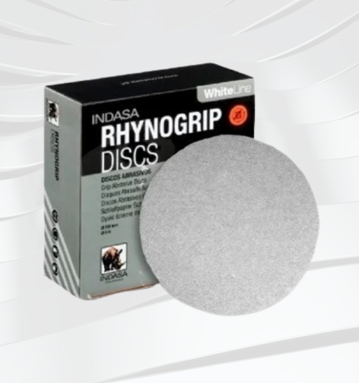 Indasa Rhynogrip Whiteline 600 grit 5" hook & loop (Velcro) Backed Sanding Discs